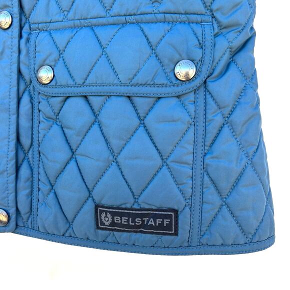 Vintage Belstaff Women’s Quilted Blue Lightweight Vest Gilet Diamond Medium - Picture 6 of 12